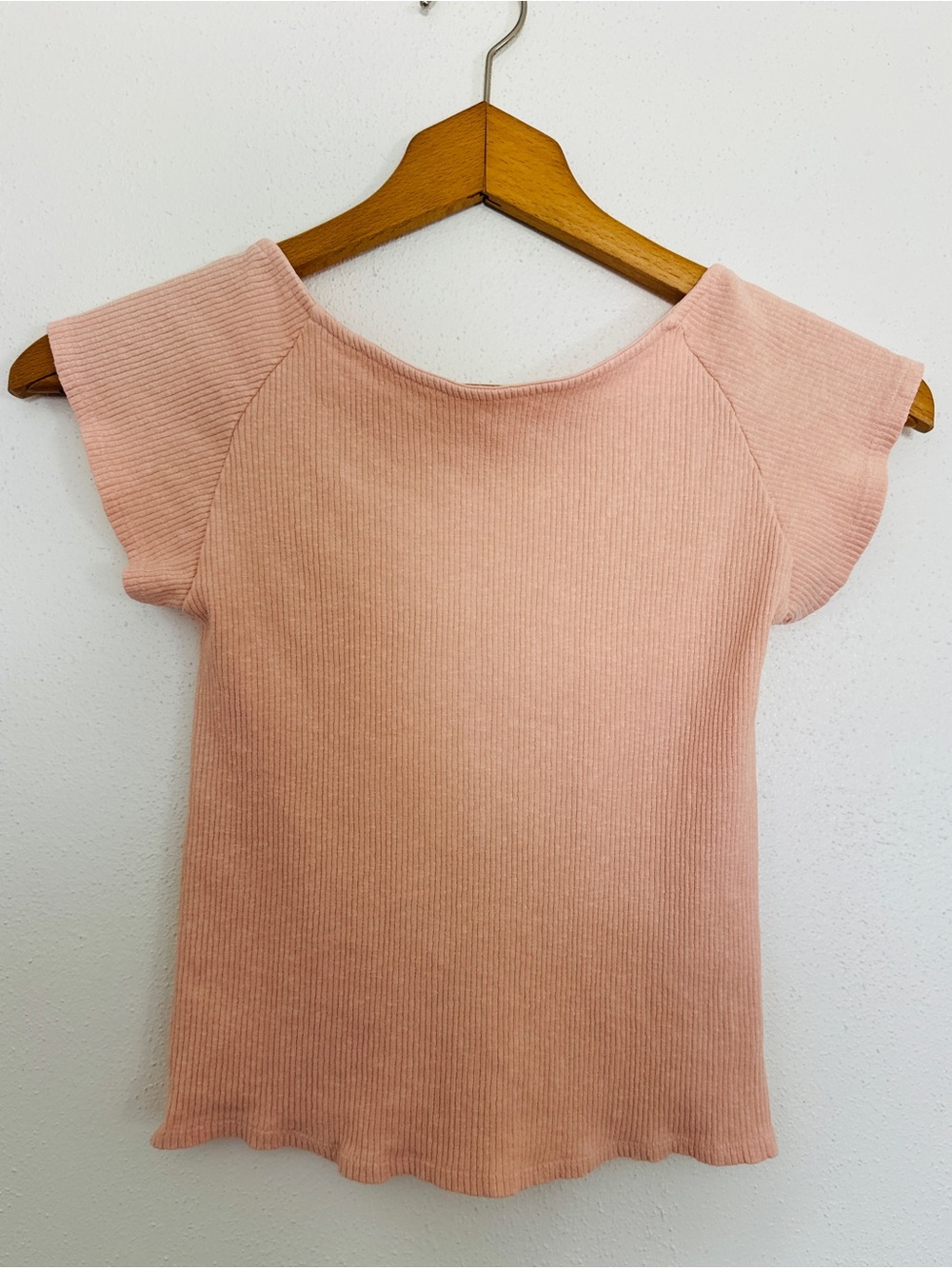 Aerie Pink Ribbed Cap Sleeve Top Open Back Size S Excellent Condition
